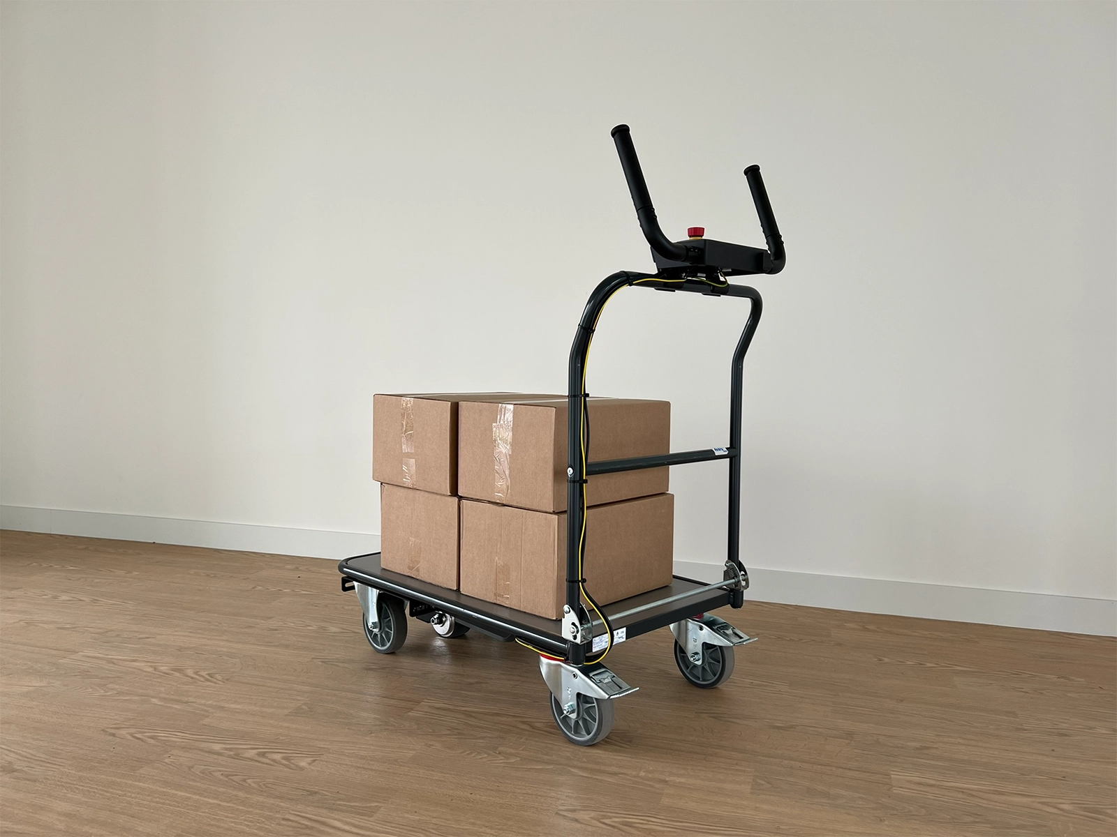 Facility trolley equipped with retrofit esense electric drive wheel, FieldFit
